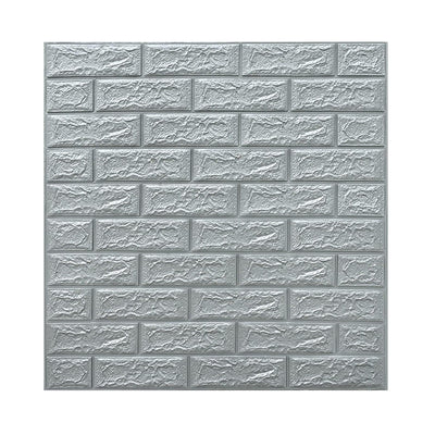 10 Placi Tapet autoadeziv 3D din polietilena, 70x77cm, grosime 3mm, Model caramida, Argintiu, 5.3mp - Diversico