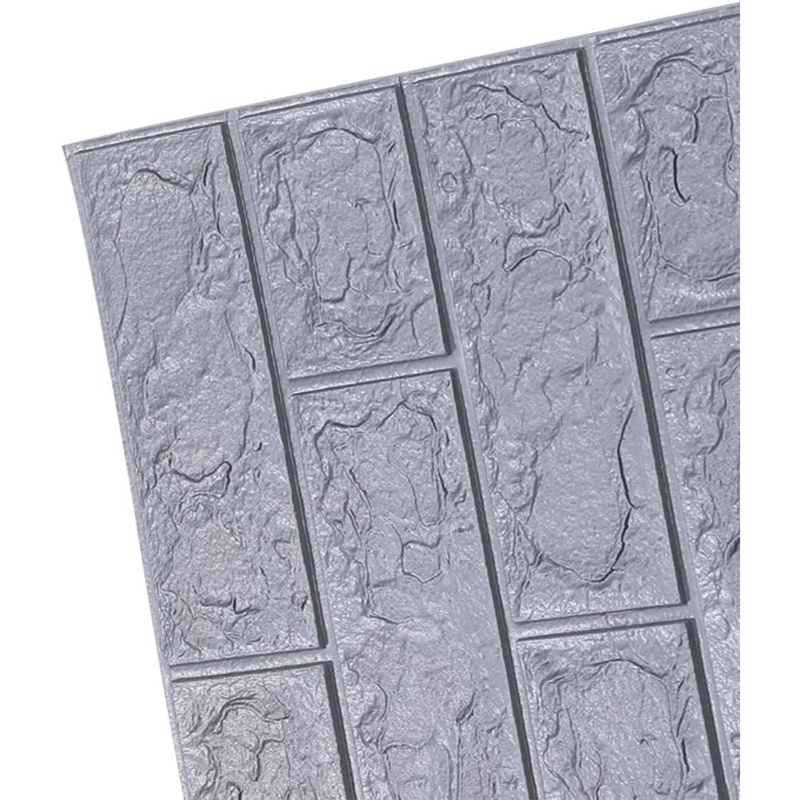 10 Placi Tapet autoadeziv 3D din polietilena, 70x77cm, grosime 3mm, Model caramida, Argintiu, 5.3mp - Diversico