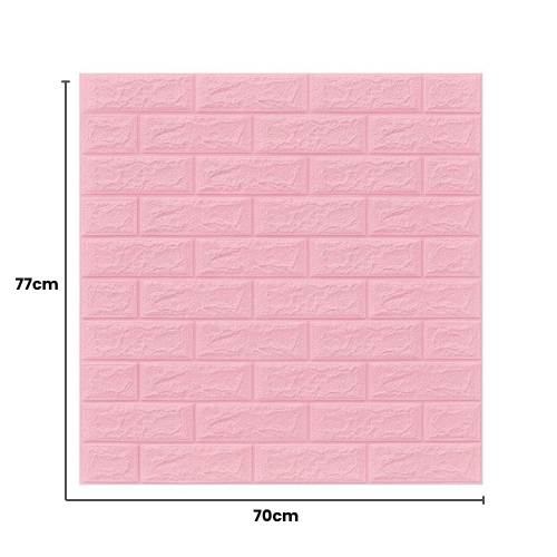 10 Placi Tapet autoadeziv 3D din polietilena, 70x77cm, grosime 3mm, Model caramida, Roz, 5.3mp - Diversico