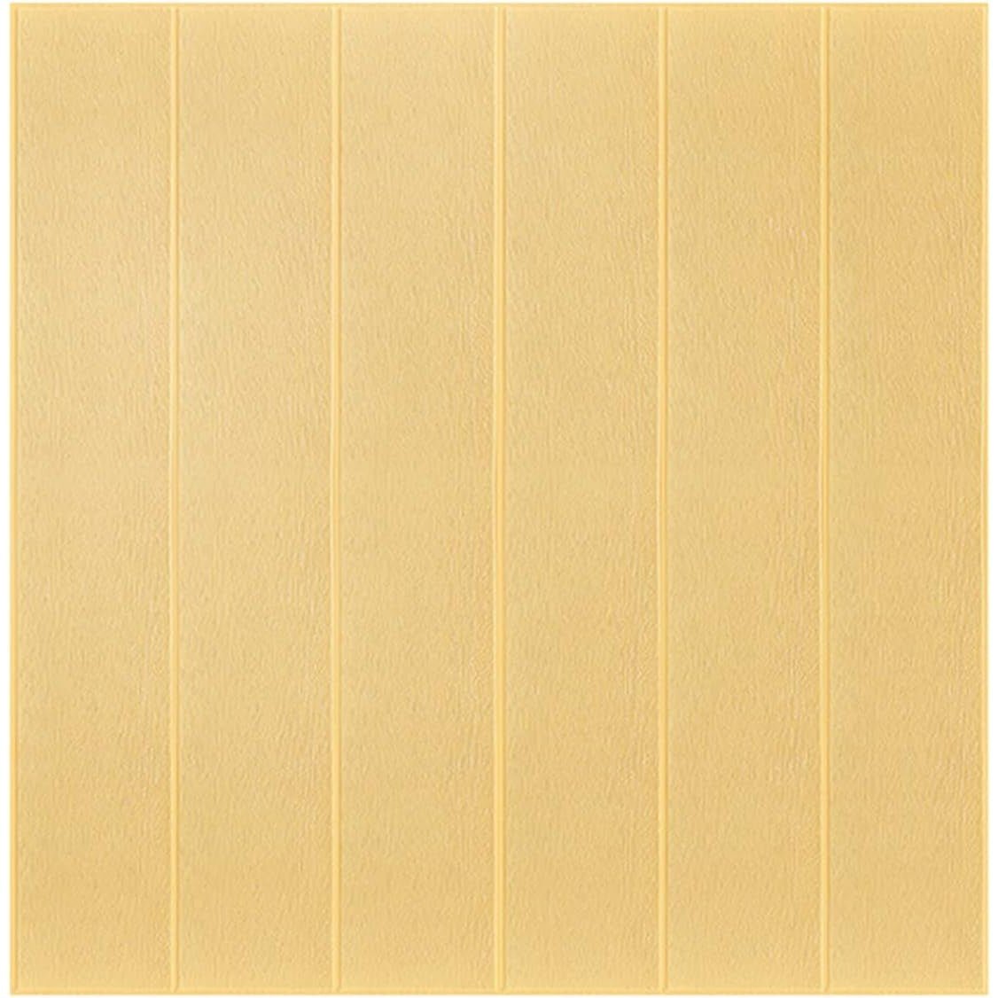 10 Placi Tapet autoadeziv 3D din rasina, 70x70cm, grosime 3mm, Model placi lemn, Crem deschis, 4.9 mp - Diversico