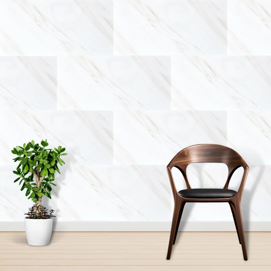 10 Placi Tapet imitatie marmura, Din PVC, 60x30cm, Grosime 2mm, Suprafata 1.8mp, Galben - Diversico