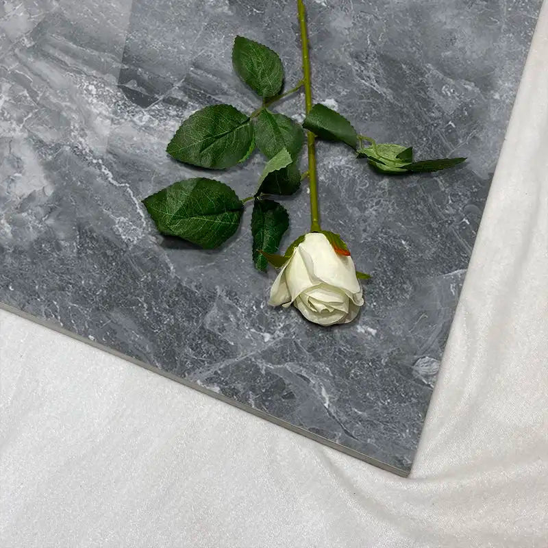 10 Placi Tapet imitatie marmura, Din PVC, 60x30cm, Grosime 2mm, Suprafata 1.8mp, Gri inchis - Diversico