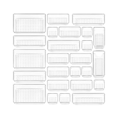 Set 25 Organizatoare Modulare pentru Sertare, Rafturi Frigider, Dulapuri, 4 dimensiuni diferite