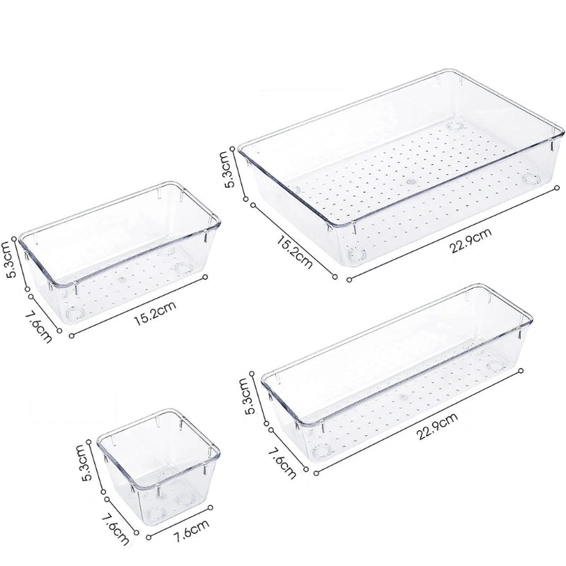 Set 25 Organizatoare Modulare pentru Sertare, Rafturi Frigider, Dulapuri, 4 dimensiuni diferite