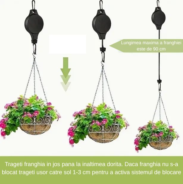 Set 2 Scripeti reglabili pentru ghivece, 90cm lungime maxima, capacitate maxima 10kg