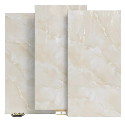 10 Placi Tapet imitatie marmura, Din PVC, 60x30cm, Grosime 2mm, Suprafata 1.8mp, Galben