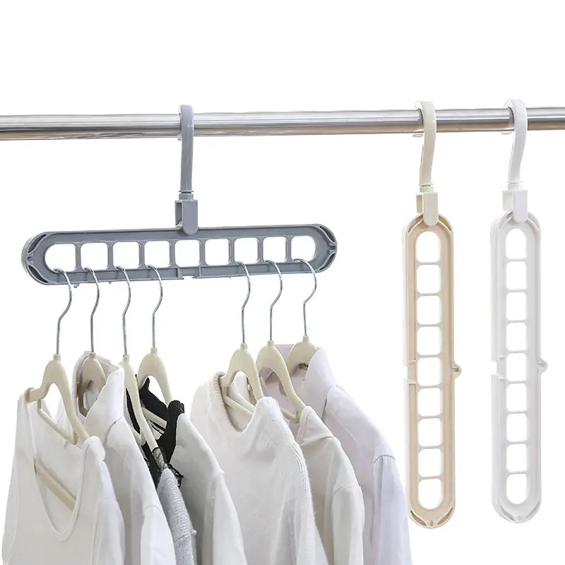 Set 6 organizatoare pentru umerase cu 9 agatatori, Prindere verticala sau orizontala, Gri