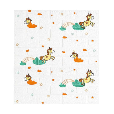 10 Placi Tapet autoadeziv 3D din polietilena, 70x77cm, grosime 3mm, Model unicorni, 5.3 mp