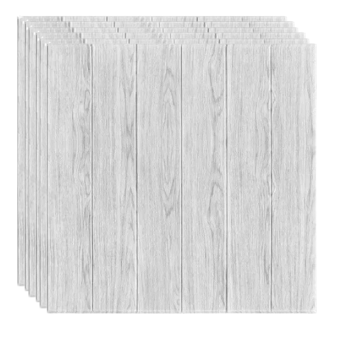 10 Placi Tapet autoadeziv 3D din rasina, 70x70cm, grosime 3mm, Model placi lemn, Gri, 4.9 mp