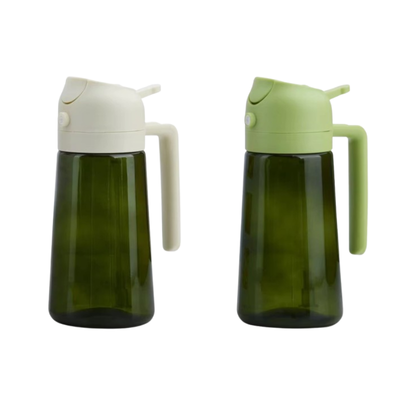 Set 2 Recipiente 2 in 1 pentru Ulei, Functie Spray & Turnare, din Sticla, Fara Scurgere, 470ml/recipient