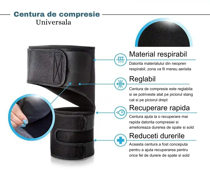 Centura de compresie cu prindere pe 2 zone, universala si reglabila
