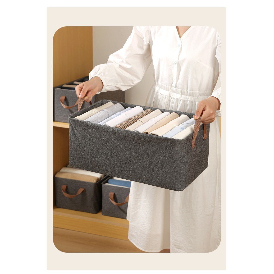 Cos de depozitare pliabil, cu cadru metalic, Capacitate 50 L, 47x35x30cm, Gri - Diversico