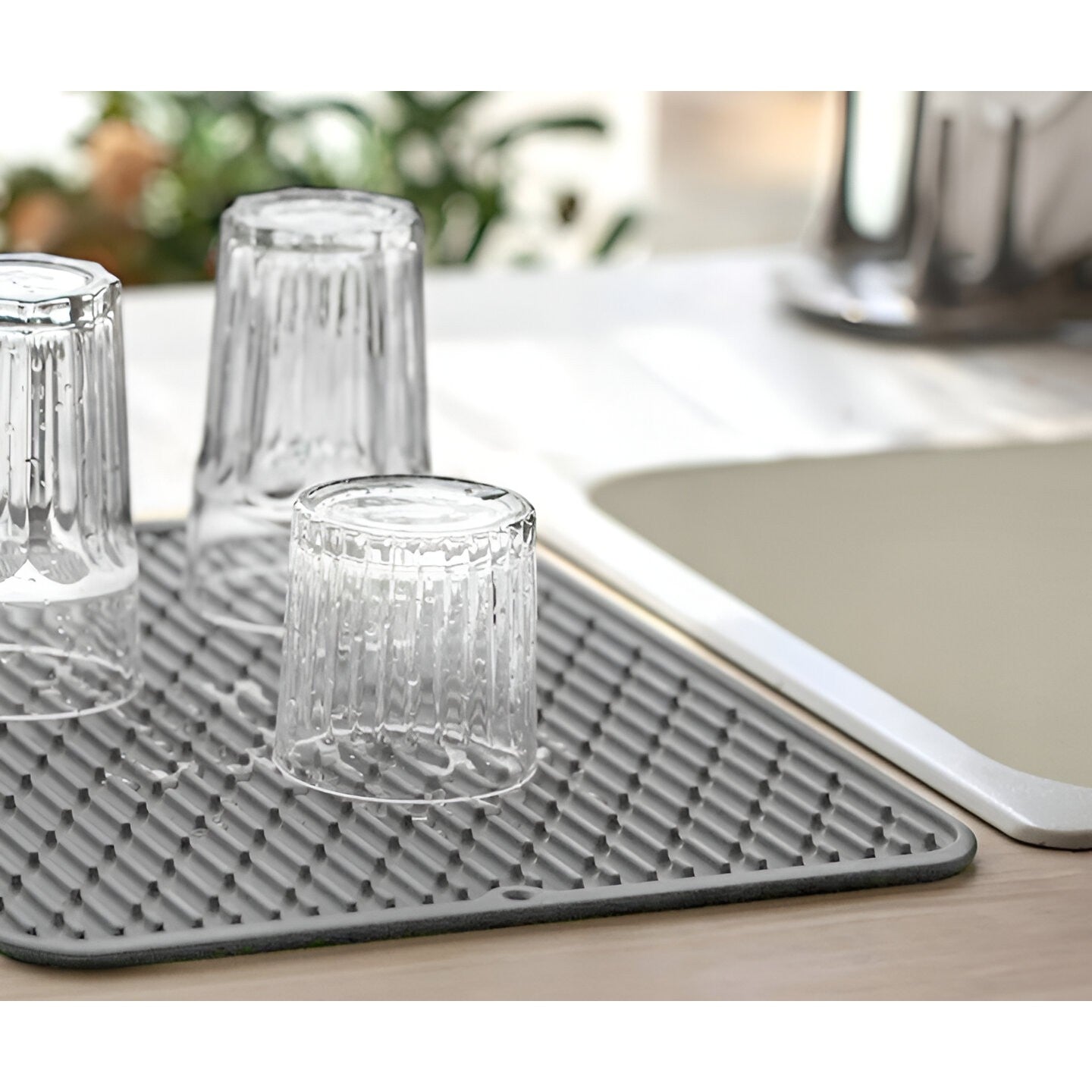 Covoras din silicon pentru scurgerea vaselor, Uz casnic, Rezistent la temperaturi ridicate, Negru, 43x32.5cm - Diversico