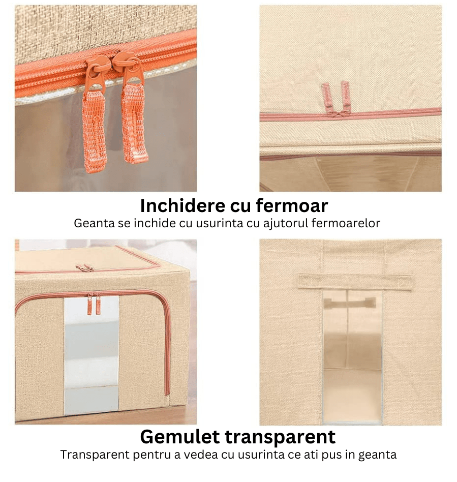 Cutie pliabila premium pentru depozitare cu cadru metalic si ferestre - Diversico