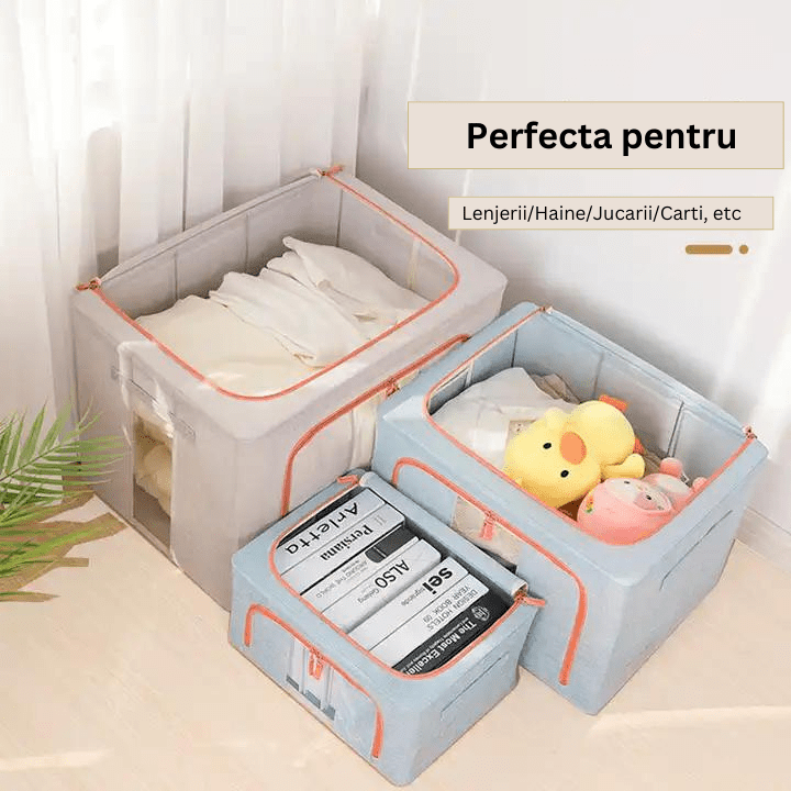 Cutie pliabila premium pentru depozitare cu cadru metalic si ferestre - Diversico