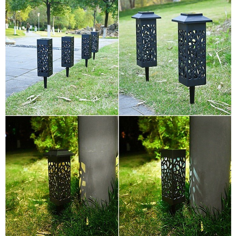 Decoratiune cu incarcare solara pentru gradina, cu senzor de lumina, tip felinar, Alb Rece - Diversico