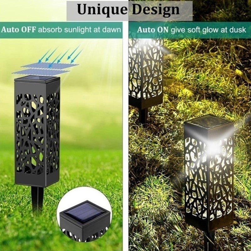 Decoratiune cu incarcare solara pentru gradina, cu senzor de lumina, tip felinar, Alb Rece - Diversico