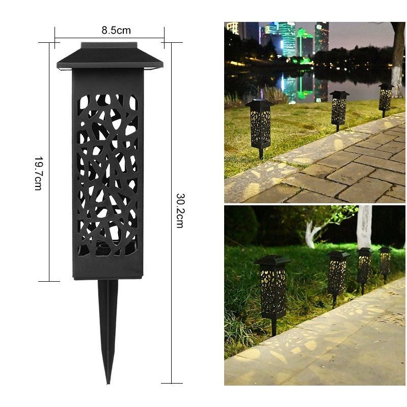 Decoratiune cu incarcare solara pentru gradina, cu senzor de lumina, tip felinar, Alb Rece - Diversico