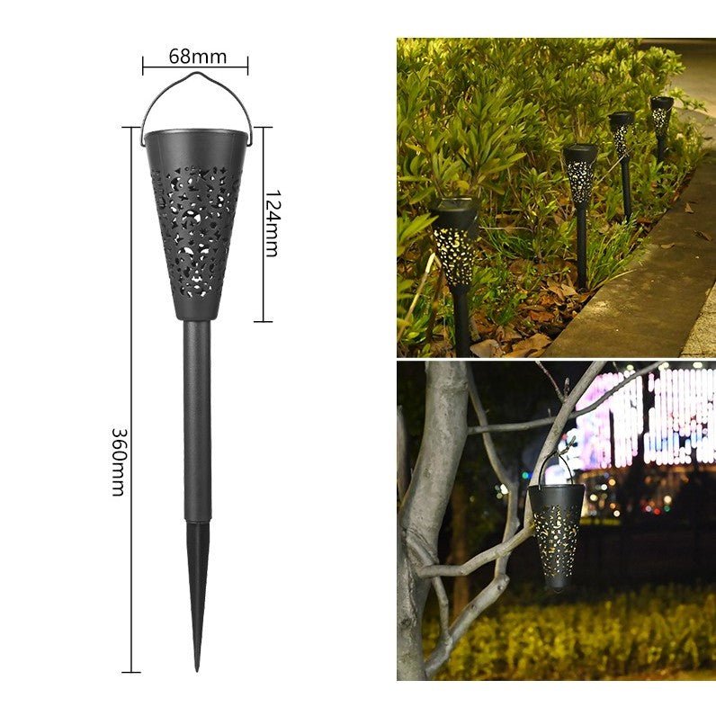 Decoratiune cu incarcare solara pentru gradina tip torta, senzor de lumina, Alb cald - Diversico