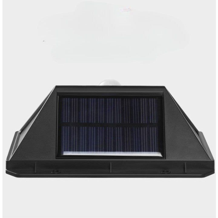 Lampa cu incarcare solara pentru exterior, 100 LED cu distanta de inductie, montaj pe perete, fara cabluri, cu 4 fete