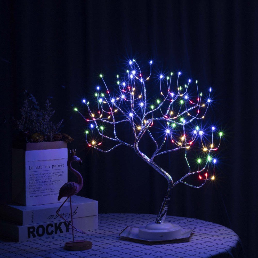 Lampa de veghe in forma de Copac, LED, Alimentare USB sau Baterii, Multicolor - Diversico