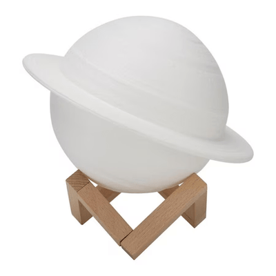 Lampa de veghe Saturn alimentare baterii, Alb cald, 15cm - Diversico