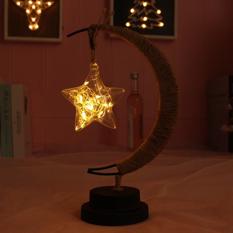 Lampa de veghe semi - luna, Led, Stea din sticla, Alb Cald, 28x15cm - Diversico