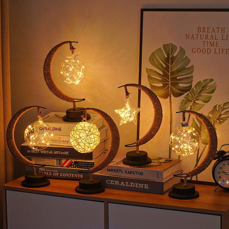 Lampa de veghe semi - luna, Led, Stea din sticla, Alb Cald, 28x15cm - Diversico