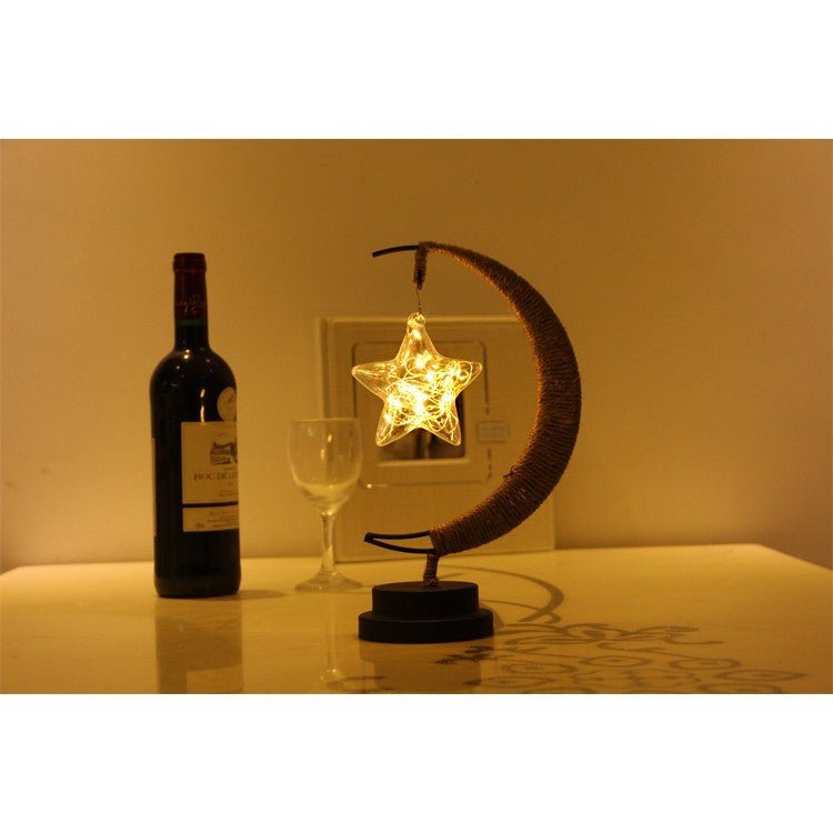 Lampa de veghe semi - luna, Led, Stea din sticla, Alb Cald, 28x15cm - Diversico