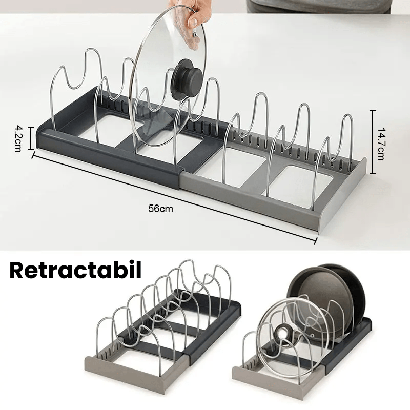 Organizator reglabil pentru, tigai, capace, vase, ajustabilitate 30.5 - 56cm x 20.4cm - Diversico