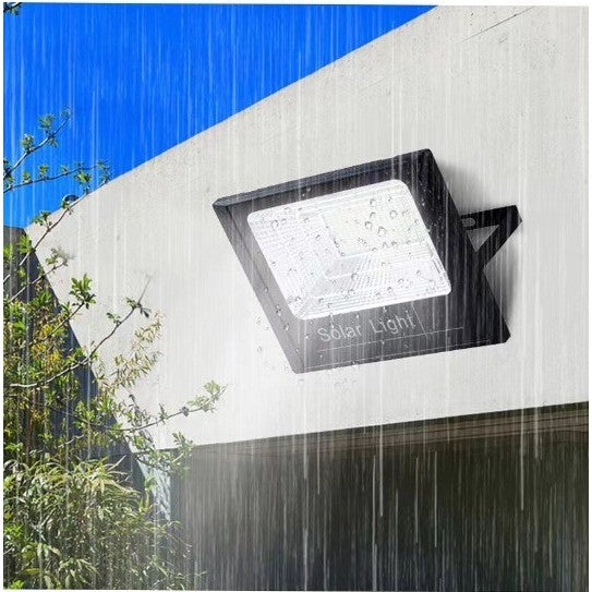 Proiector LED/Lampa solara de exterior, Rezistent la Apa, cu Panou Solar, cu Telecomanda, 2 moduri de iluminat, kit montaj inclus, Alb Rece, 30W