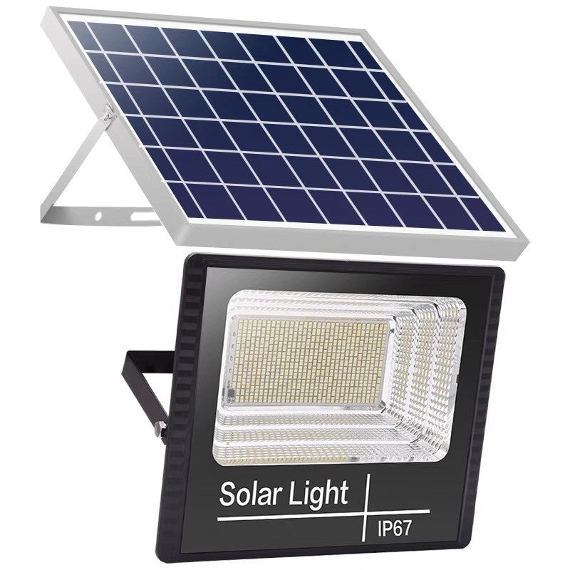 Proiector LED/Lampa solara de exterior, Rezistent la Apa, cu Panou Solar, cu Telecomanda, 2 moduri de iluminat, kit montaj inclus, Alb Rece, 30W
