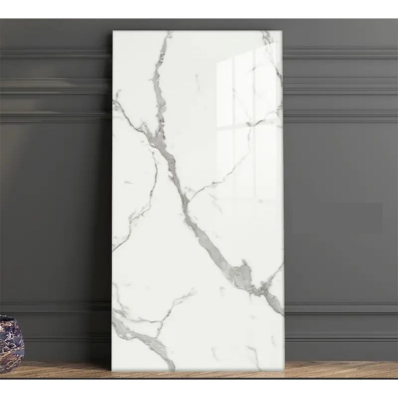 10 Placi Tapet imitatie marmura, Din PVC, 60x30cm, Grosime 2mm, Suprafata 1.8mp, Gri deschis