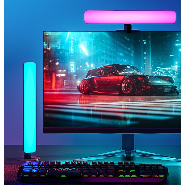 Set 2 Lampi decorative RGB, cu Telecomanda, suport orizontal sau vertical, alimentare USB, control din voce, 25.5x4x3.5cm - Diversico