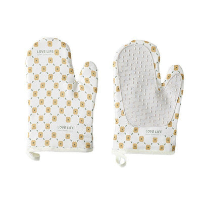 Set 2 Manusi pentru cuptor, termorezistente, Rezistenta 330 grade, textil si cauciuc, 26.5x18cm, Alb - Diversico