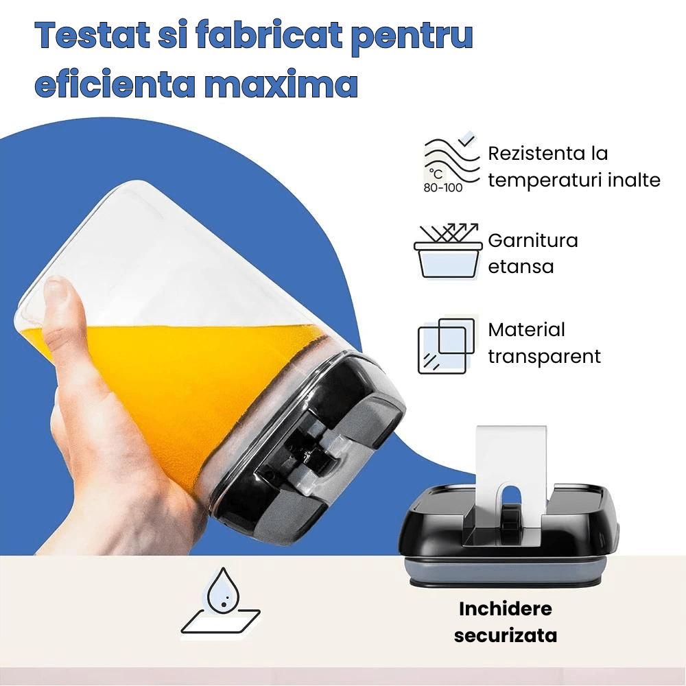 Set 7 Recipiente etanse pentru organizarea alimentelor, 4 Dimensiuni diferite, Transparent - Diversico