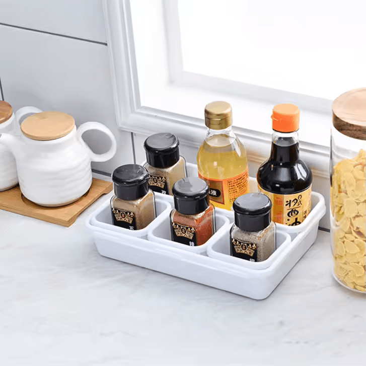Set 8 cutii de organizare pentru sertare, diferite dimensiuni, gri - Diversico