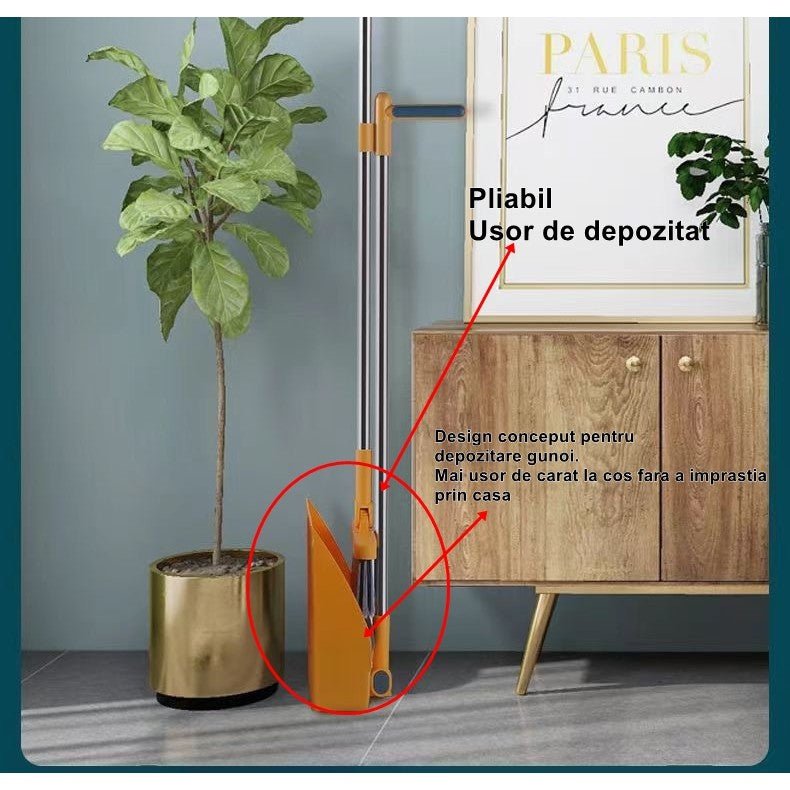 Set Matura si Faras cu coada, dinti de pieptene pentru curatare matura, rotativ, pliabil, otel inoxidabil, Portocaliu - Diversico