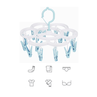 Uscator de rufe cu 16 carlige, Rotire 360°, 26x21cm, Albastru - Diversico