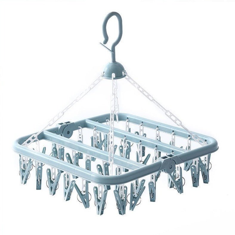 Uscator de rufe cu 32 de carlige, Pliabil, Rotire 360°, 32x32cm, Albastru - Diversico