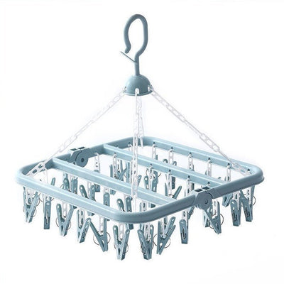 Uscator de rufe cu 32 de carlige, Pliabil, Rotire 360°, 32x32cm, Albastru - Diversico