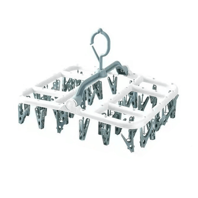 Uscator de rufe cu 40 de carlige, Pliabil, Rotire 360°, 36x36cm, Alb/Albastru - Diversico