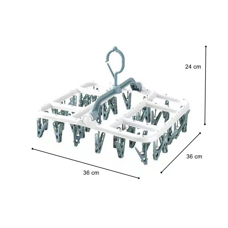 Uscator de rufe cu 40 de carlige, Pliabil, Rotire 360°, 36x36cm, Alb/Albastru - Diversico