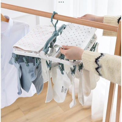 Uscator de rufe cu 40 de carlige, Pliabil, Rotire 360°, 36x36cm, Alb/Albastru - Diversico