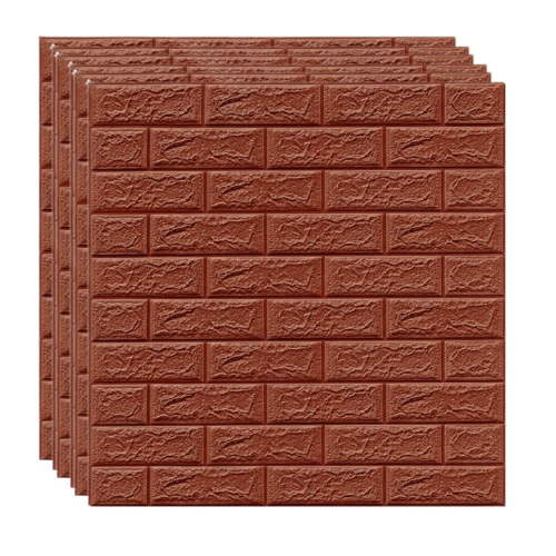 10 Placi Tapet autoadeziv 3D din polietilena, 70x77cm, grosime 3mm, Model caramida, Maro deschis, 5.3mp - Diversico