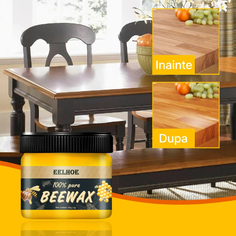 1+1 GRATIS: Ceara de albine lichida pentru lustruire si curatare mobilier si parchet, 80g+80g