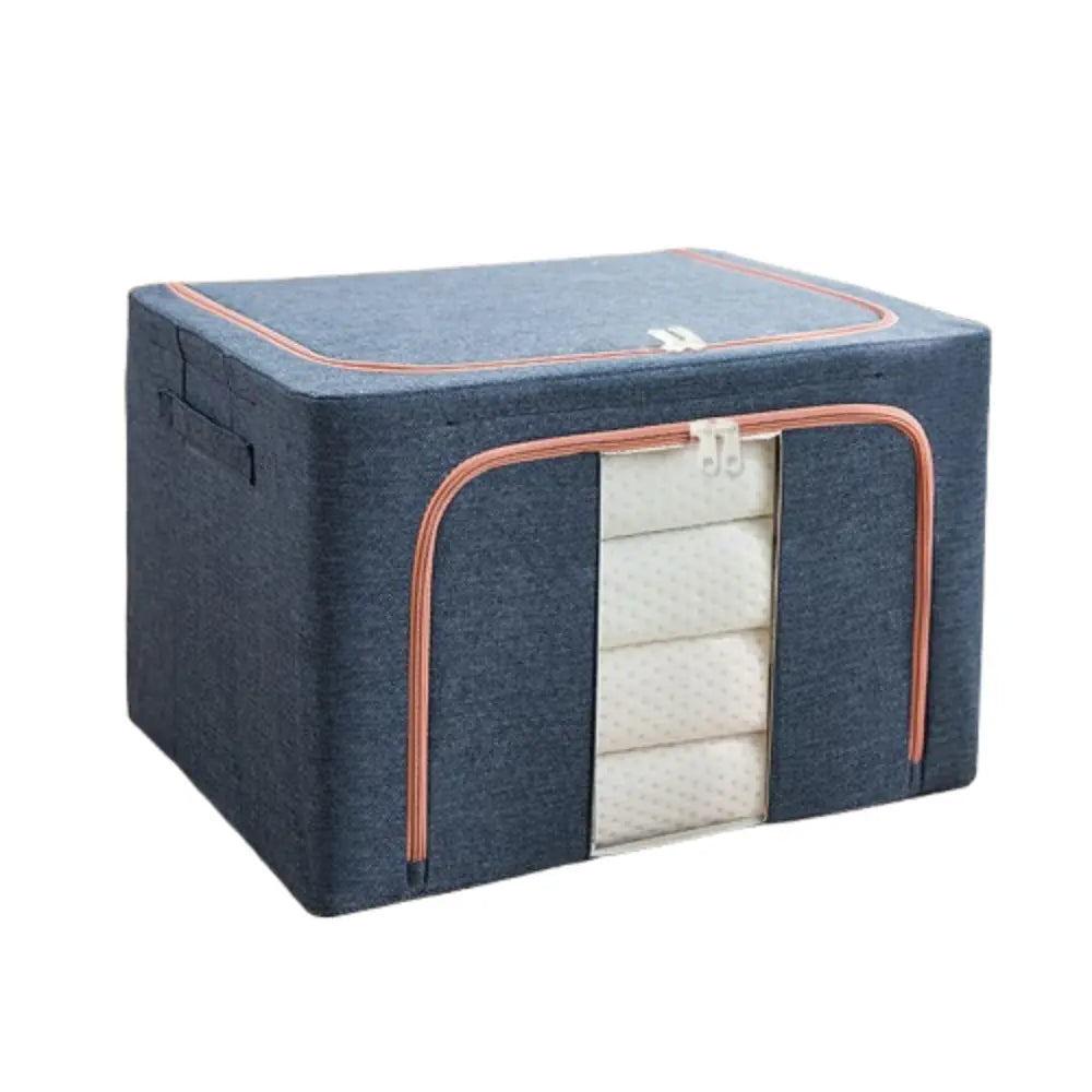 Cutie pliabila pentru depozitare cu cadru metalic, ferestre si manere