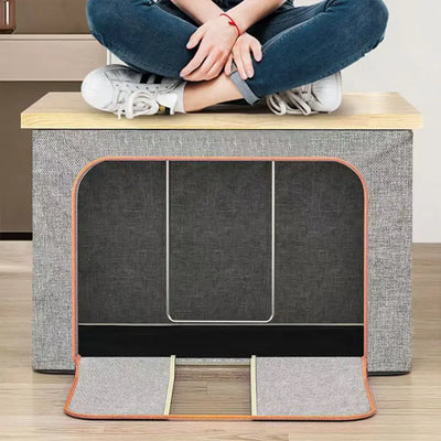 Cutie pliabila pentru depozitare cu cadru metalic, ferestre si manere