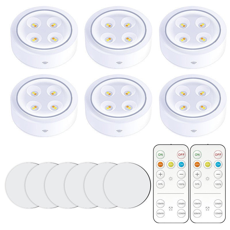 Set 6 Aplice, fara fir, cu baterii, cu telecomanda pentru bucatarie, sufrageri, dormitor, Alb
