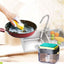 Dozator, dispenser 2 in 1 pentru detergent lichid de vase, capacitate 380ml, burete de vase inclus, 14x10.5x10cm, Gri